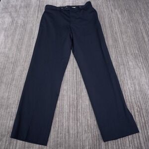 Pronto Uomo Dress Pants Mens 34 Fit 35 Navy‎ Blue 100% Wool Flat Front Pant